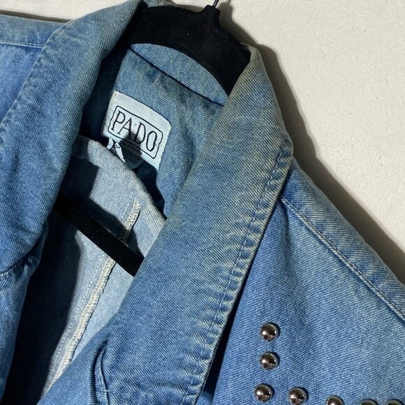 Vintage Pado Oversized Bedazzled Denim Jacket M - Picture 7 of 16